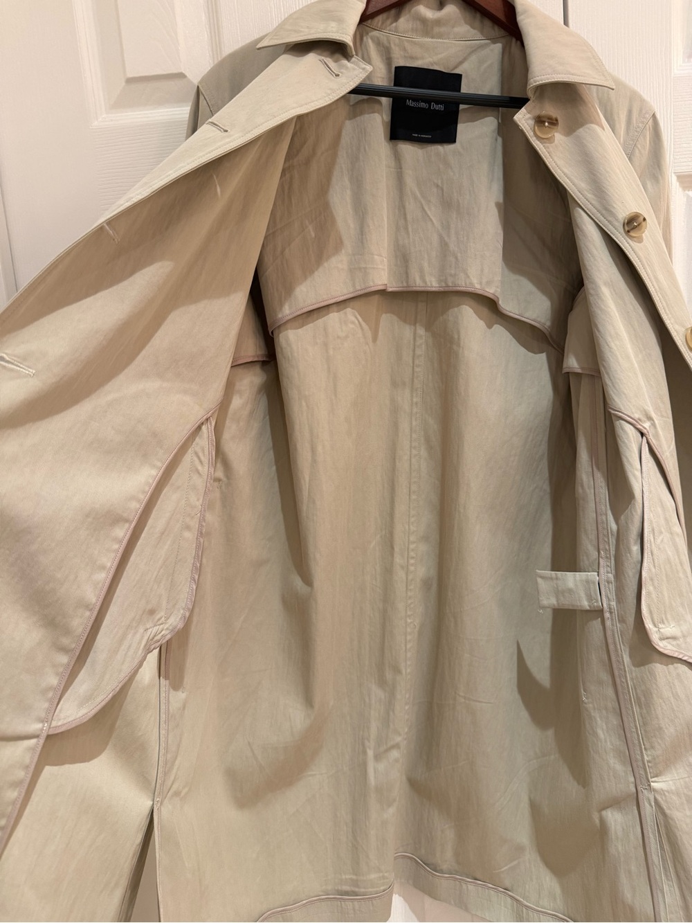 Massimo Dutti Light Beige Single-Breasted Trench Coat - Picture 7 of 8